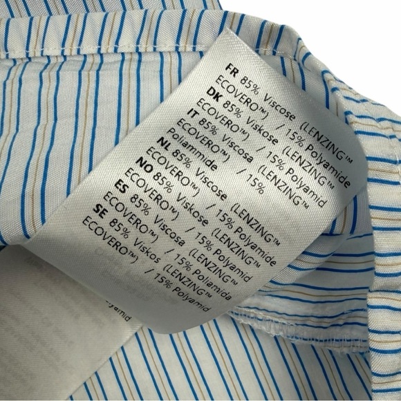 SAMSOE SAMSOE Women’s Suzia Blouse In Ibiza St. Striped Button Down Blouse Sz L - Picture 9 of 10